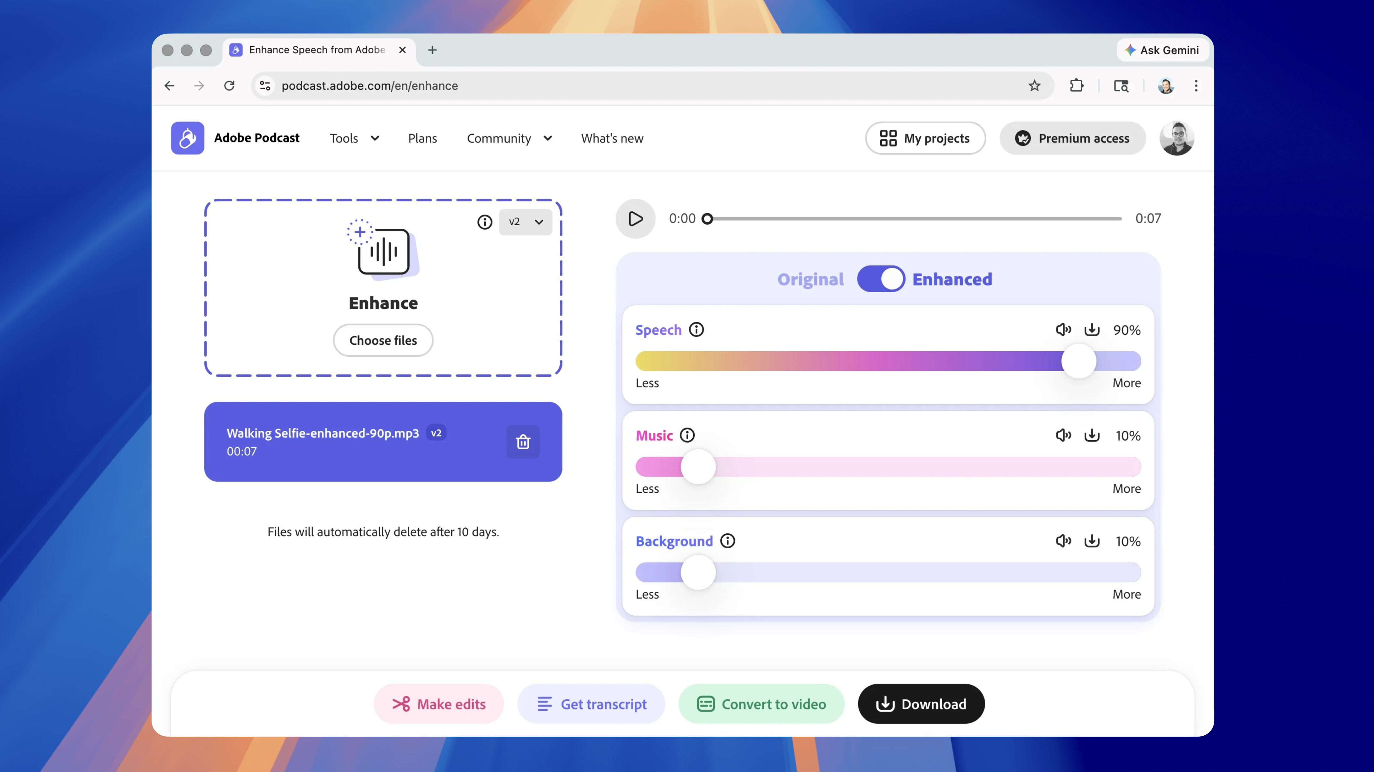 Adobe Podcast Enhance Speech